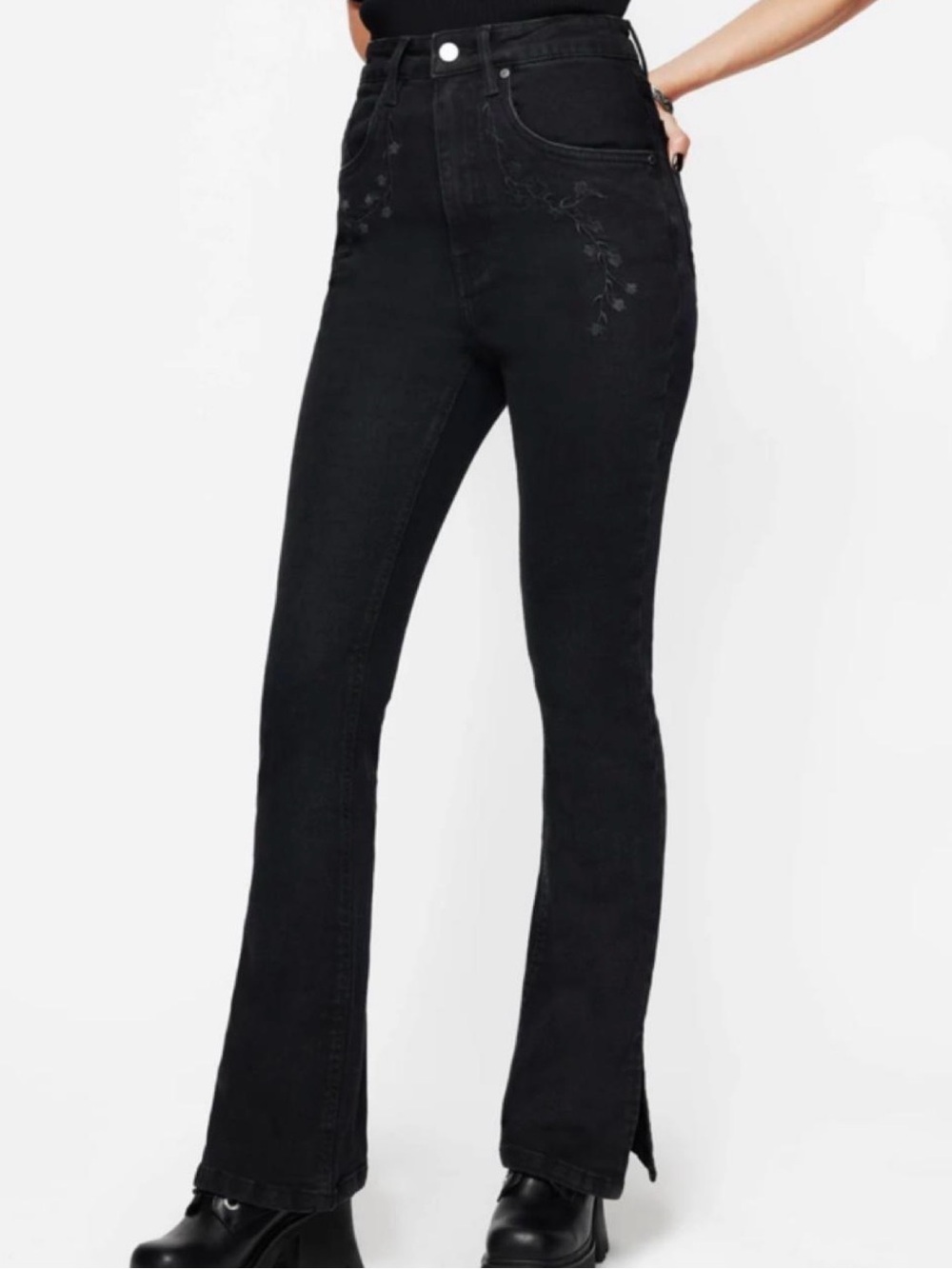 Disturbs Vera Baby Boot Split Hem Flared Jeans